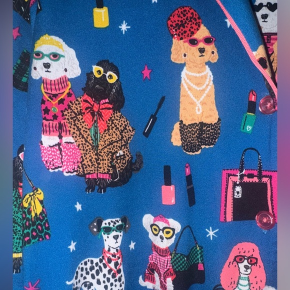 Beauty Sleep Social Blue Pajamas with Fun Dog Print - Picture 4 of 5